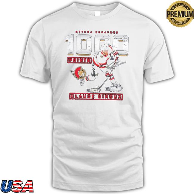 Official Ottawa Senators Claude Giroux Black 1,000 Career Points Tee